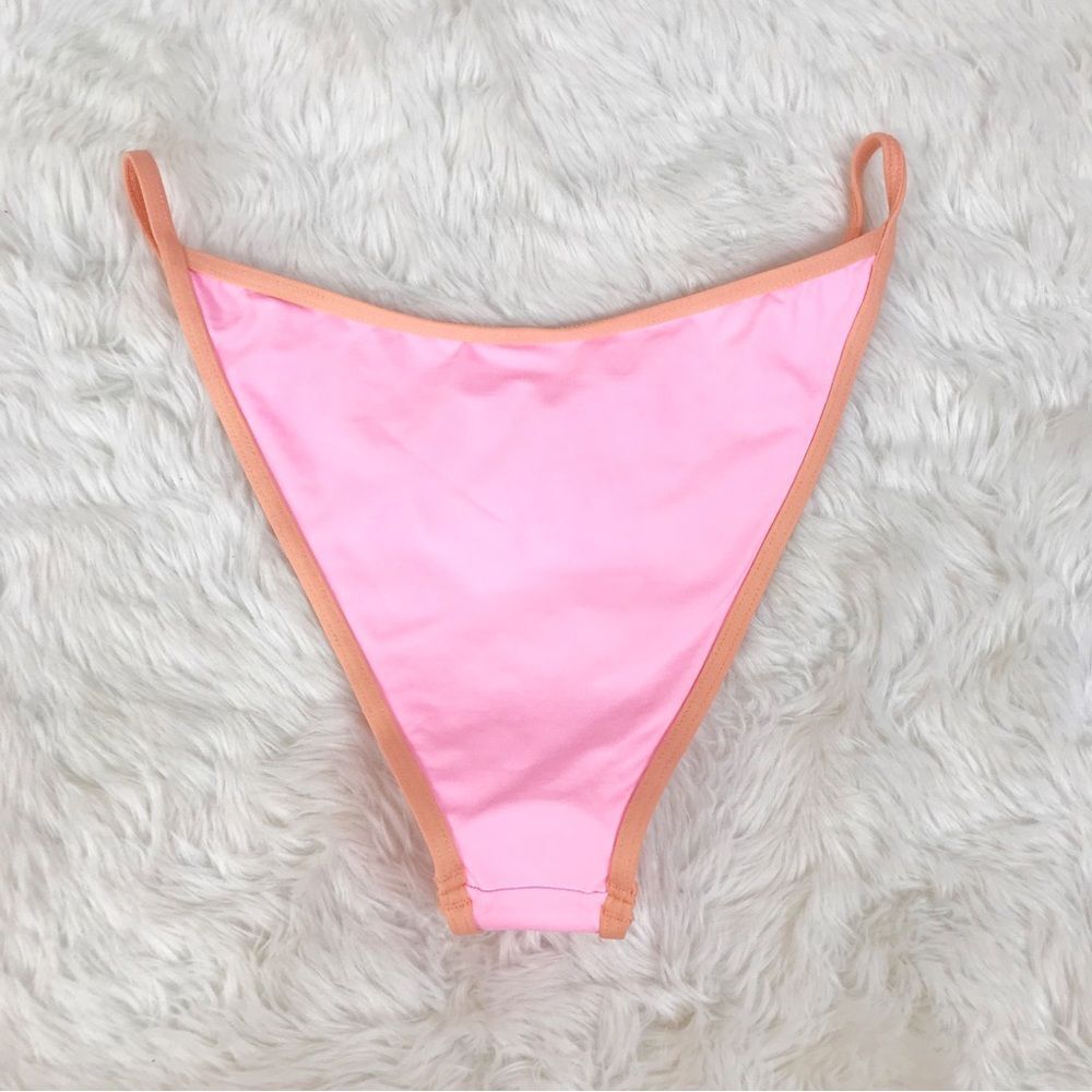 L*SPACE Tommy Pink Orange Cheeky String Bikini Bottom Teeny Size Large New‎ - Picture 4 of 11